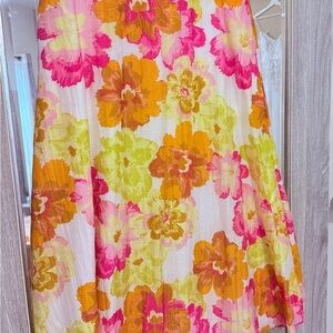 CeCe A-Line Skirt - Pink, Orange, Yellow Floral